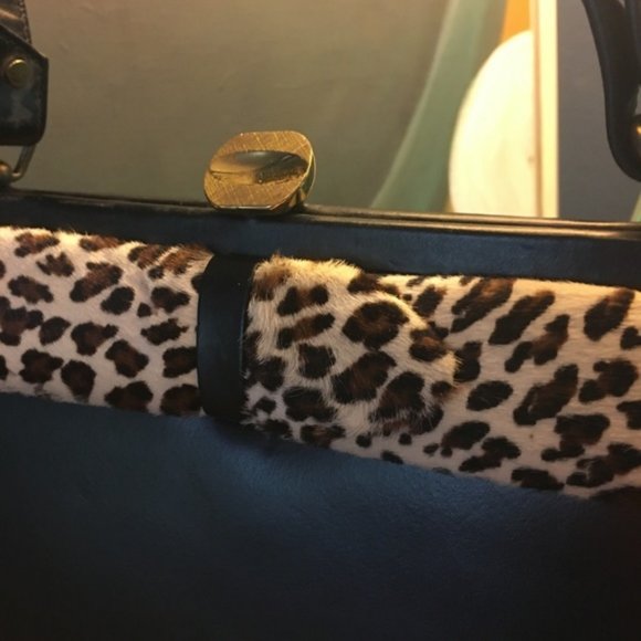 Vintage Black Mid Century Handbag Animal P… - Picture 6 of 8